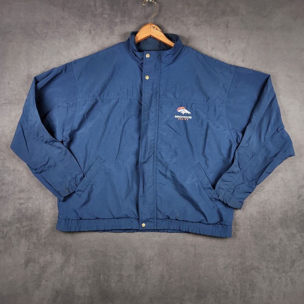 Vintage Denver Broncos Antigua Jacket Mens XL Navy Embroidered Nylon Windbreaker